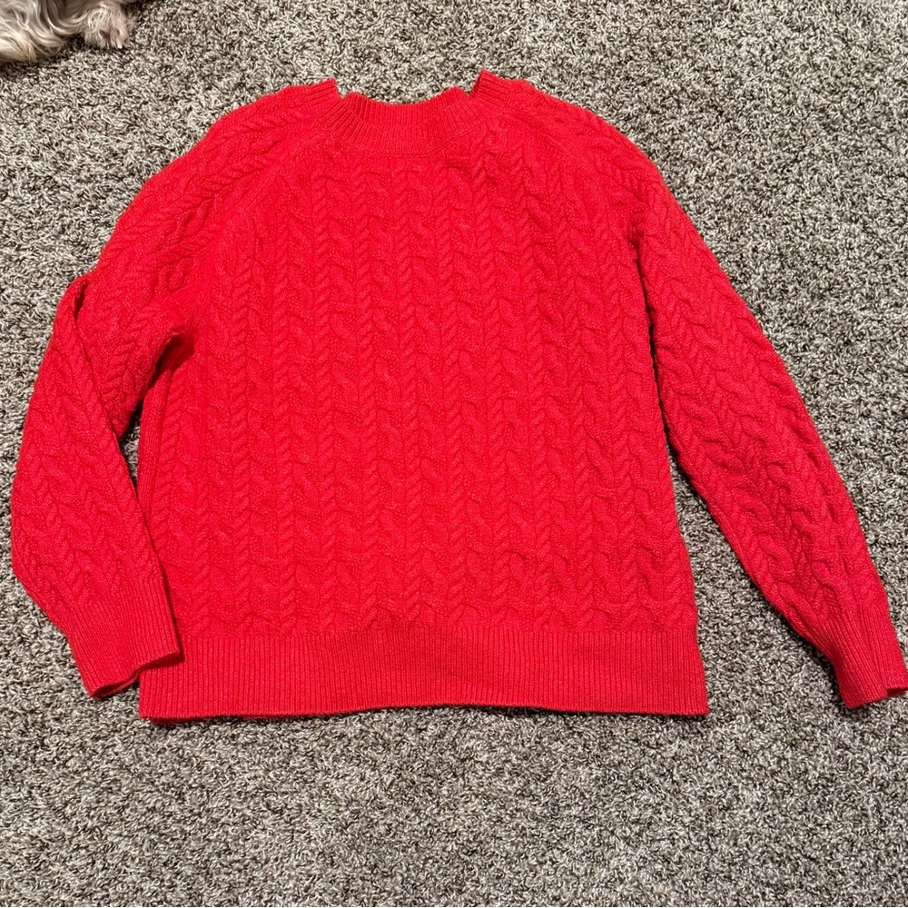 Vibrant Red Cable Knit Sweater